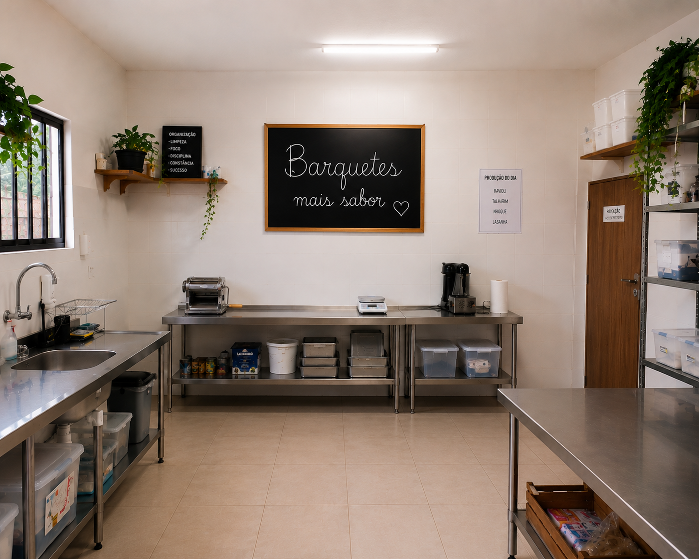 Cozinha de produção da Barquetes Mais Sabor